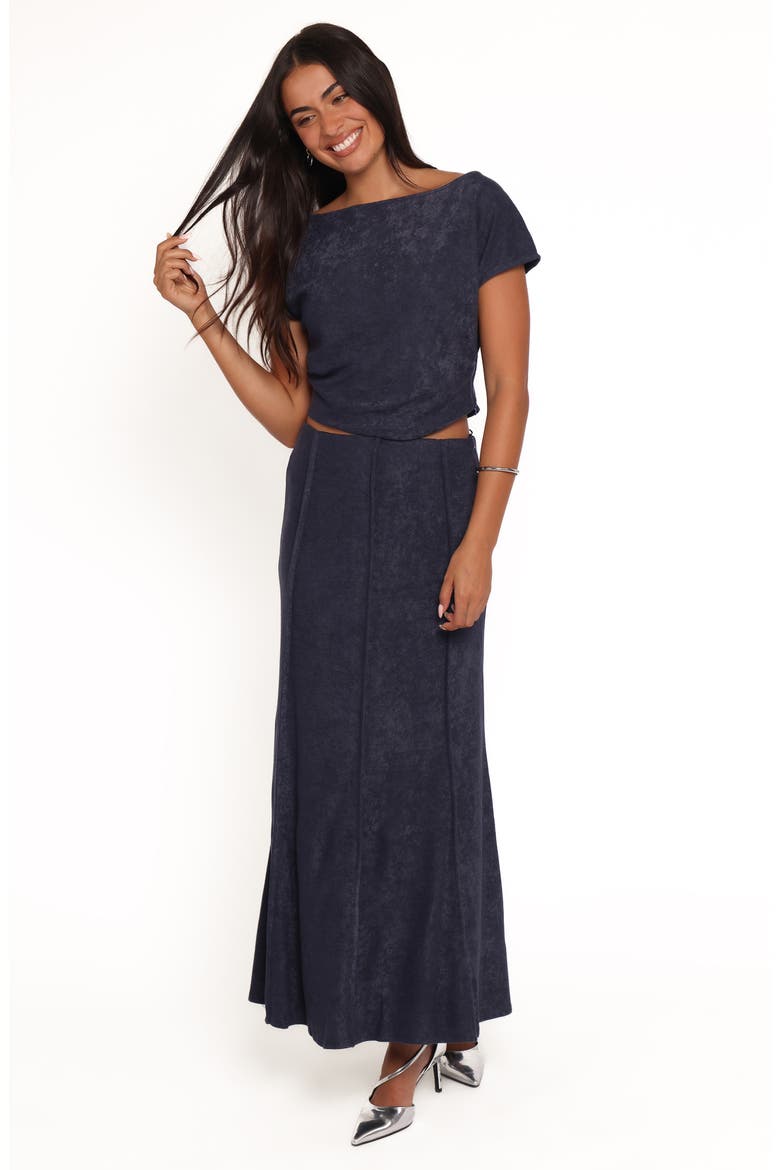 Aria Terry Cloth Crop Top & Maxi Skirt Set, Alternate, color, DENIM BLUE