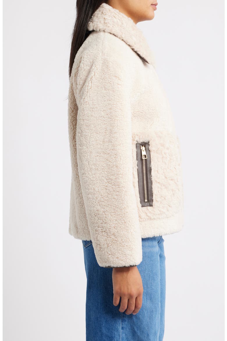 Faux Shearling Zip Front Jacket, Alternate, color, CREAM