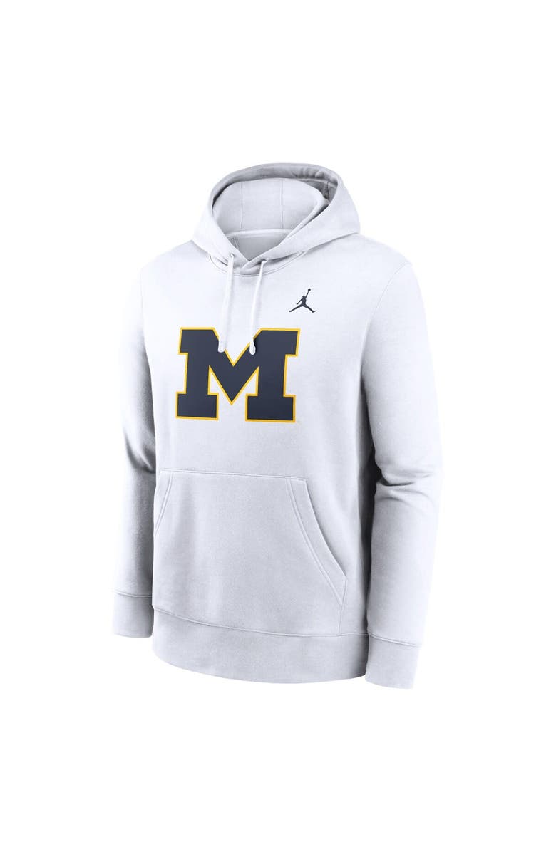 Jordan Brand Men's Jordan Brand White Michigan Wolverines Primetime Evergreen Club Fleece Pullover Hoodie, Alternate, color,