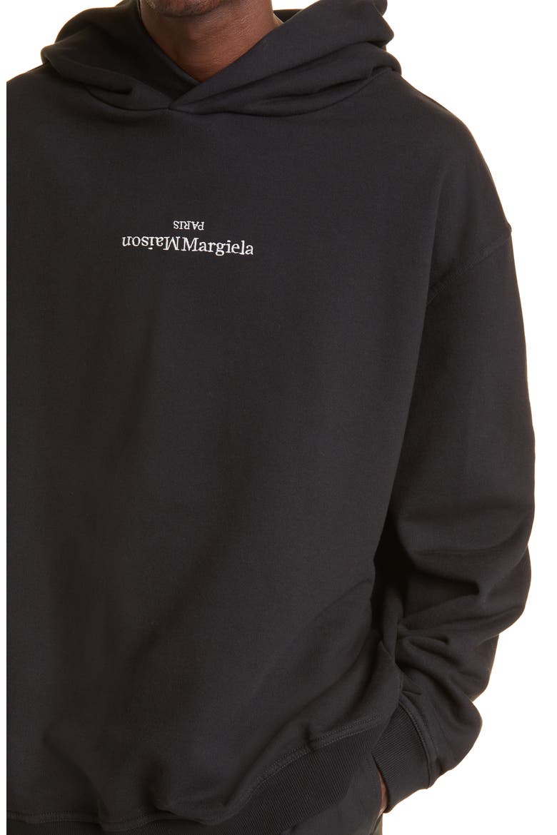 Embroidered Logo Cotton Hoodie, Alternate, color, BLACK