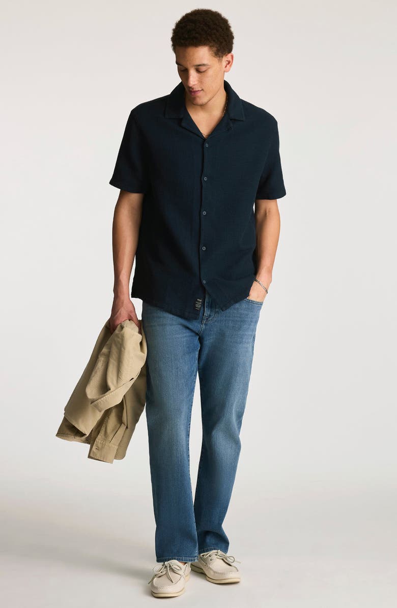 Mavi Jeans Waffle Knit Camp Shirt, Alternate, color, 