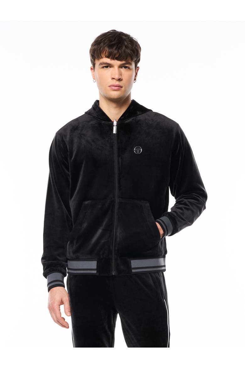 Viaggioa Reversible Velour Track Jacket, Main, color, BLACK BEAUTY