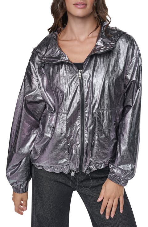 Metallic Nylon Hooded Jacket