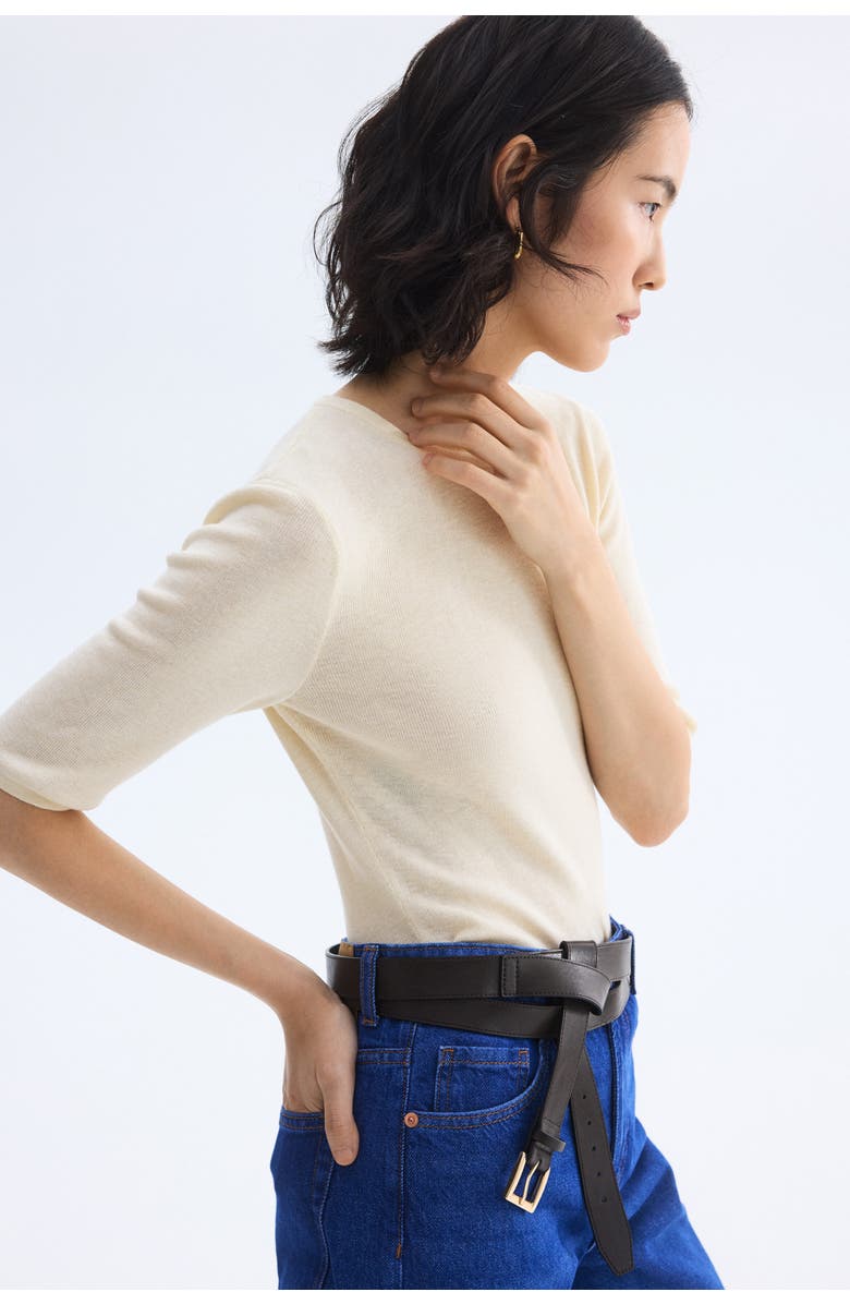 H&M Rib-knit T-shirt, Alternate, color, Cream