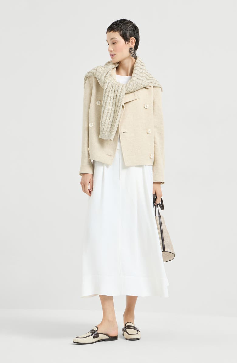 Brunello Cucinelli Crop caban jacket with monili, Alternate, color, Beige
