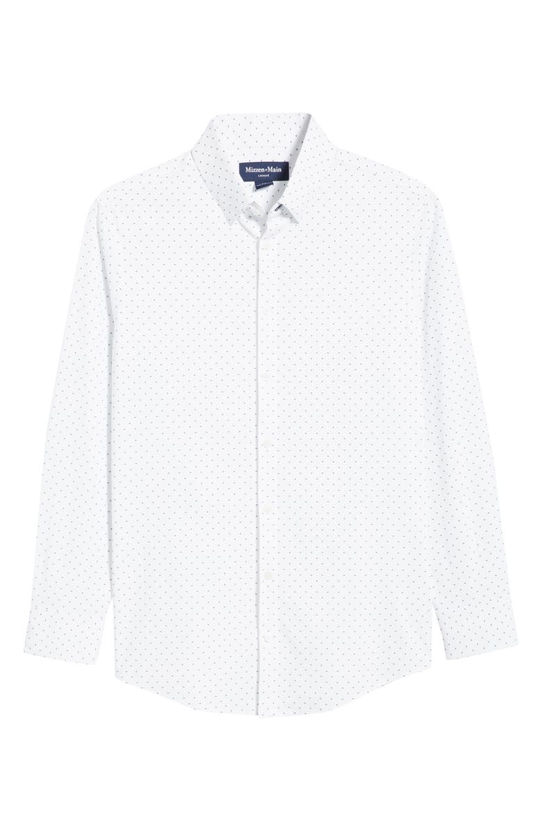 Mizzen+Main Leeward Trim Fit Geo Dot Performance Button-Up Shirt, Alternate, color, Navy Stacked Geo