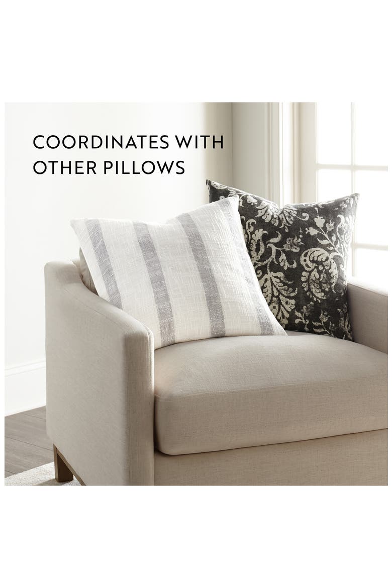 Yarn-Dyed Stripe Cotton Throw Pillow, Alternate, color, GRAY