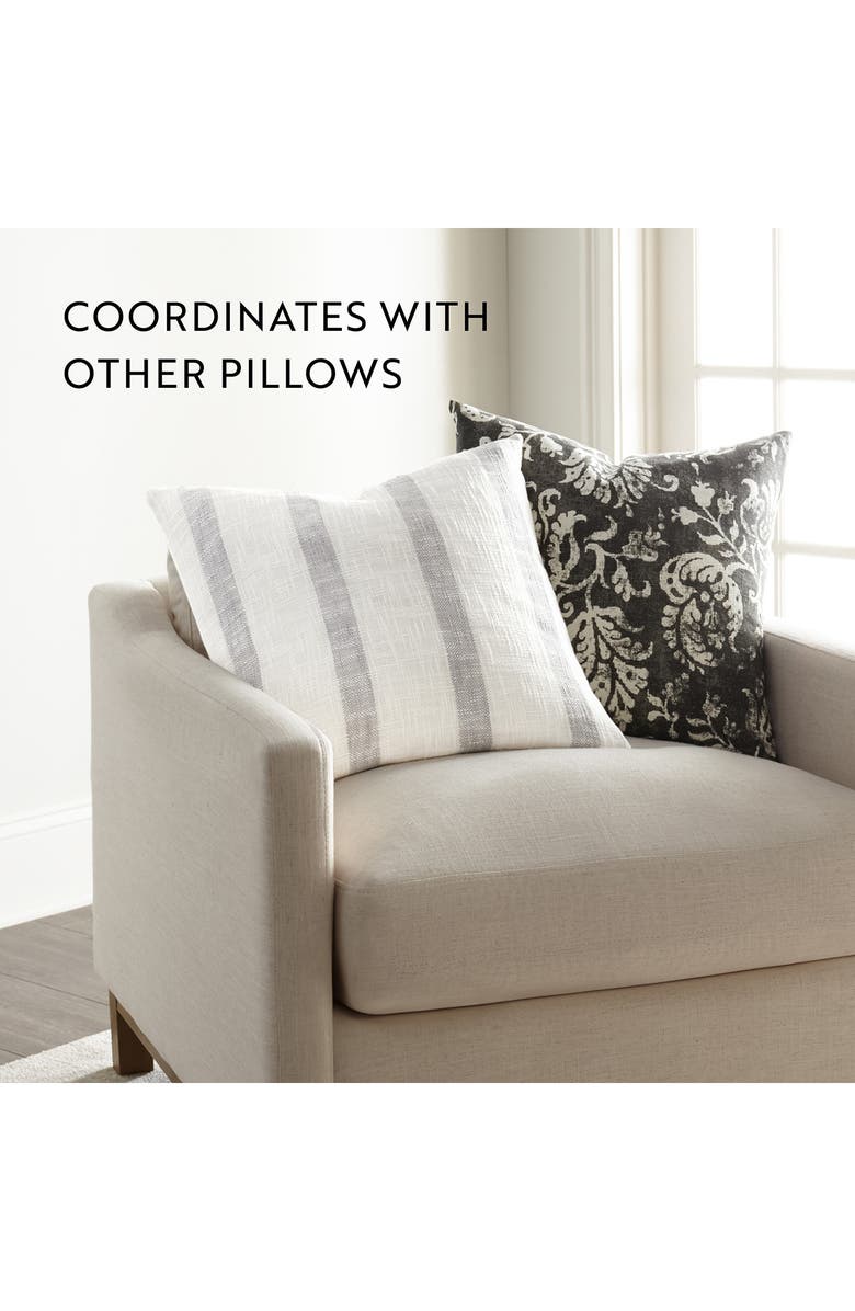 HOMESPUN Yarn-Dyed Stripe Cotton Throw Pillow, Alternate, color, Gray