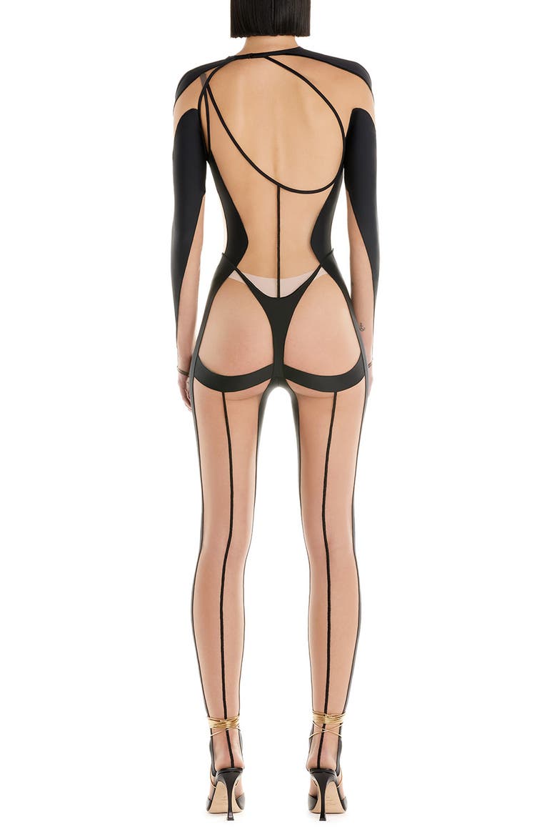 Iconic Illusion Mesh Catsuit, Alternate, color, 19991 BLACK NUDE 01