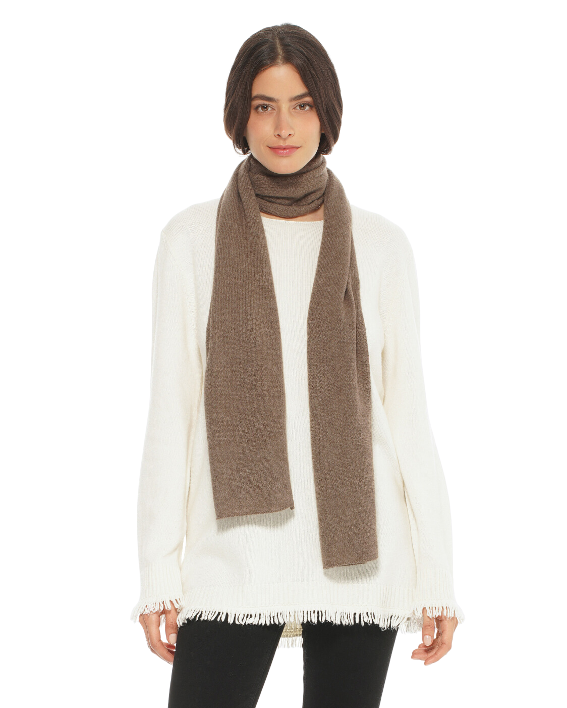 Monticelli Cashmere Essential Pure Cashmere Maxi Wide Scarf in Brown 