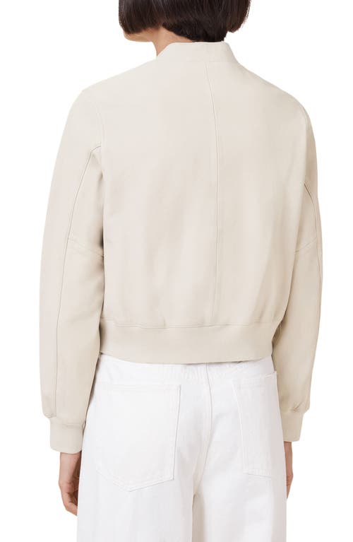 Allsaints Orten Leather Bomber Jacket In Onyx White