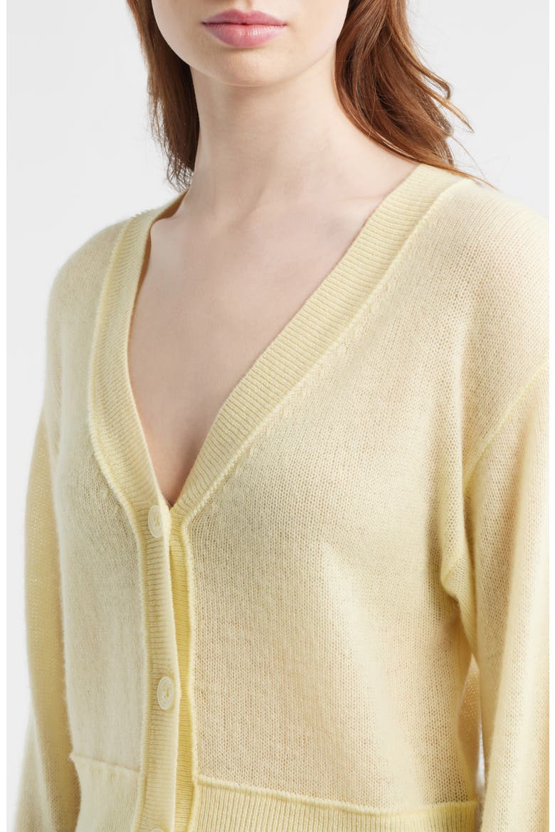 Lawrence Crop Cashmere Cardigan, Alternate, color, LIGHT LEMON