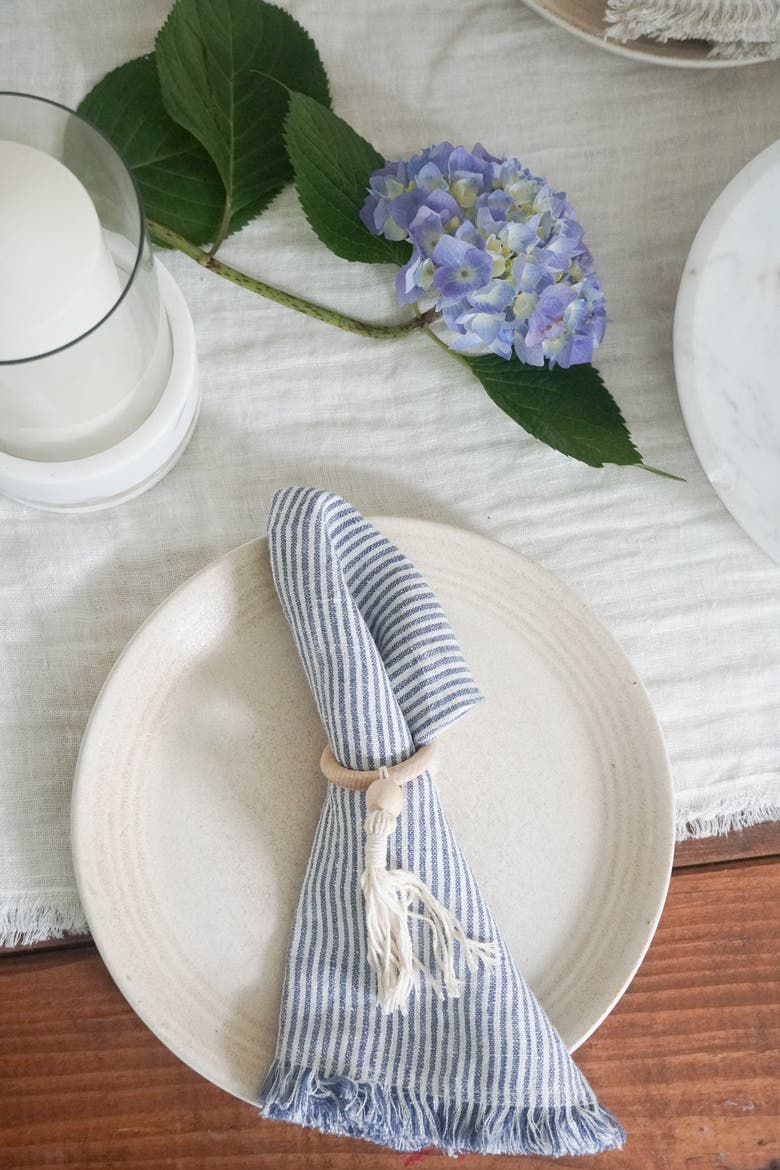 So Soft Linen Fringe Napkins, Alternate, color, Navy Blue