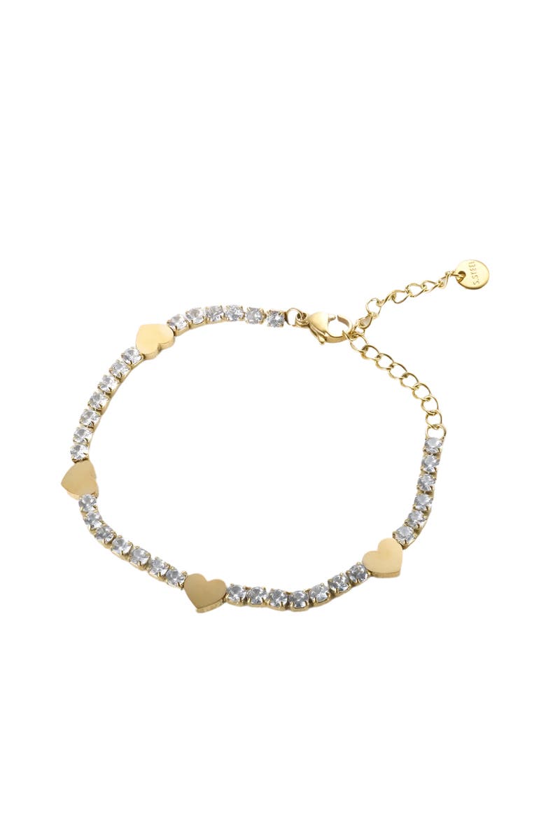 Heart Tennis Bracelet, Main, color, Gold