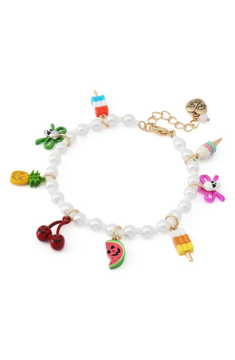 Betsey Johnson Summerween Charm Bracelet, Alternate, color, Pearl