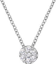 Haus of Brilliance 14K White Gold 1/4 Cttw Diamond 7 Stone Floral Cluster Pendant Necklace