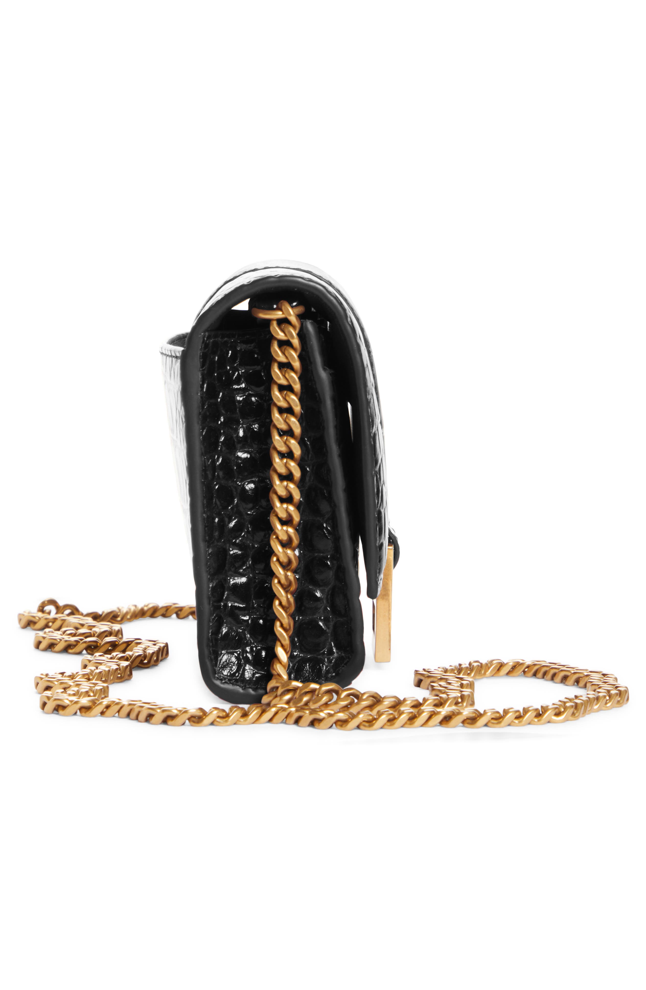 Balenciaga Hourglass Leather Wallet on a Chain, Alternate, color, 