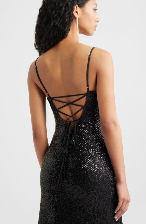 Bp. Tie Back Sequin Gown In Black