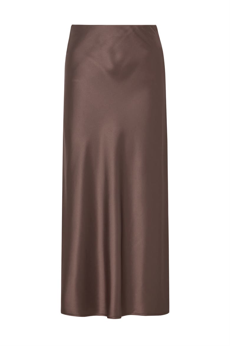 Aubree Satin Midi Skirt, Alternate, color, Chocolate