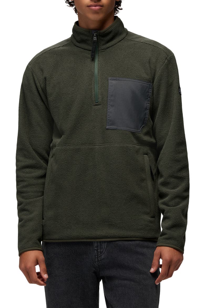 Stretch Zion Fleece Quarter Zip Pullover, Main, color, SPRUCE