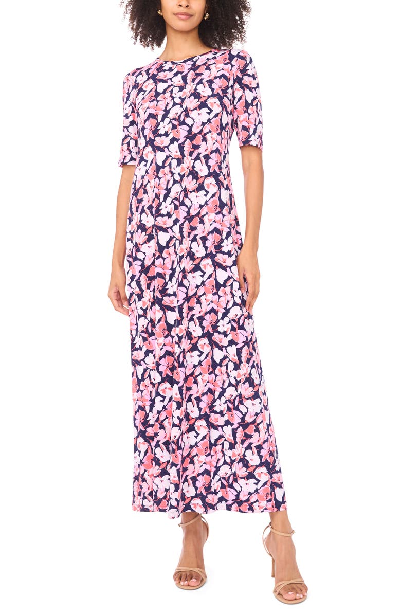 Vince Camuto Floral Print Maxi Dress, Main, color, Classic Navy