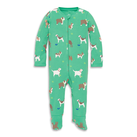 Baby Organic Zip Footie In Fall Prints
