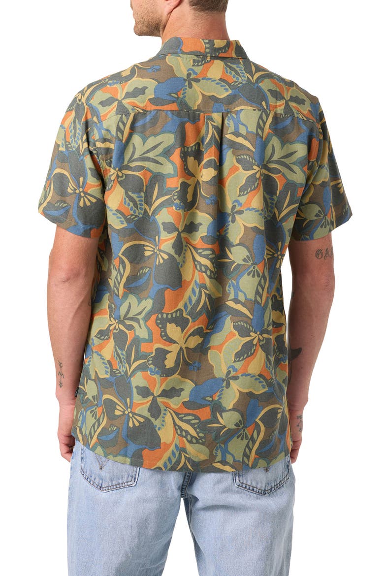 Standard Fit OG Floral Print Short Sleeve Button-Up Shirt, Alternate, color, DARK SHADOW