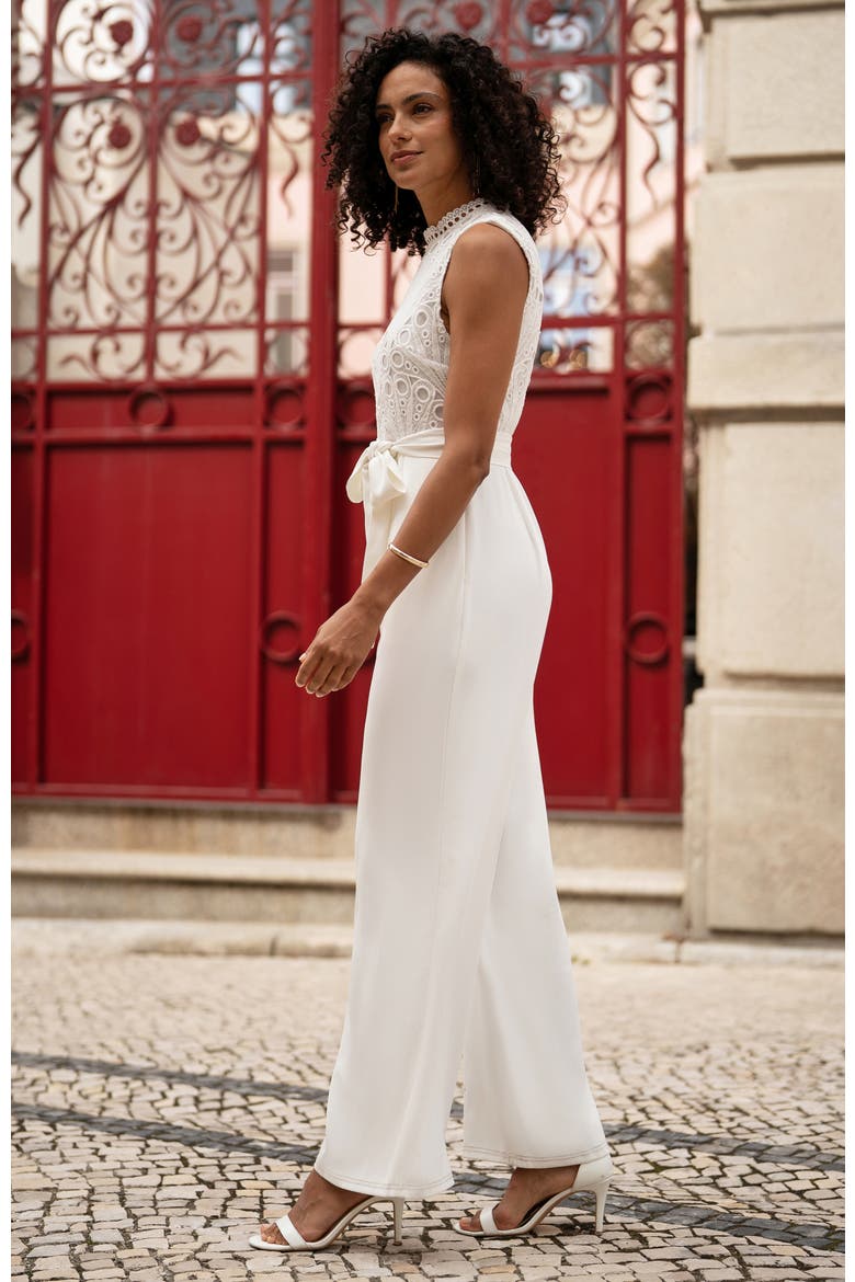 Lace Sleeveless Jumpsuit, Alternate, color, Ivory