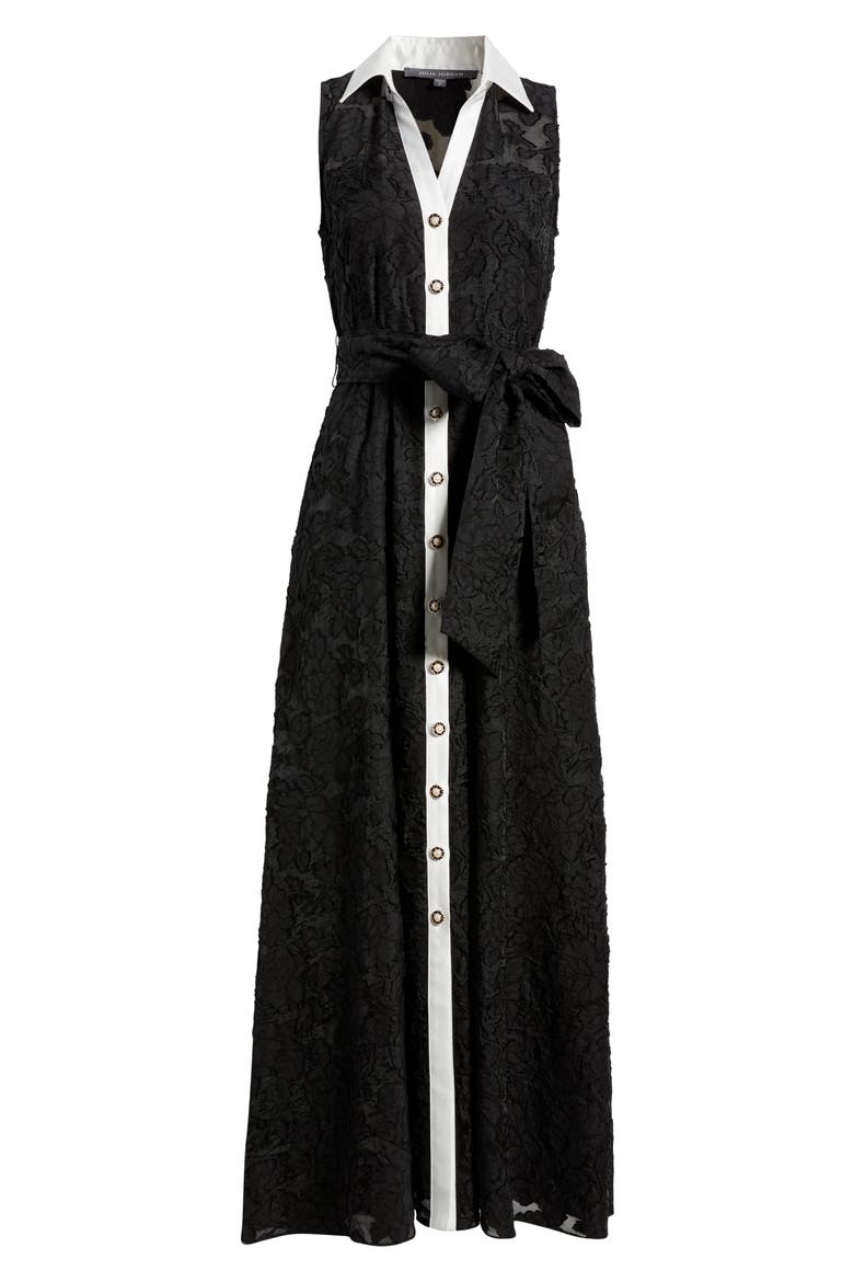 Floral Burnout Sleeveless Gown, Alternate, color, BLACK