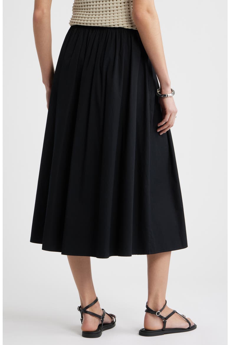 Pleated Cotton Poplin Skirt, Alternate, color, BLACK