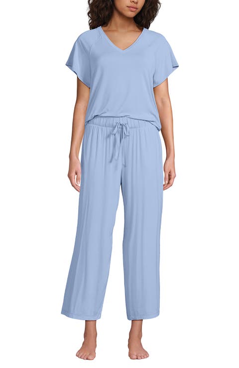Lands' End Cooling Pajama Set - Short Sleeve Top and Crop Pants