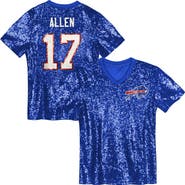 Outerstuff Girls Youth Josh Allen Royal Buffalo Bills Sequin V-Neck Fashion Jersey