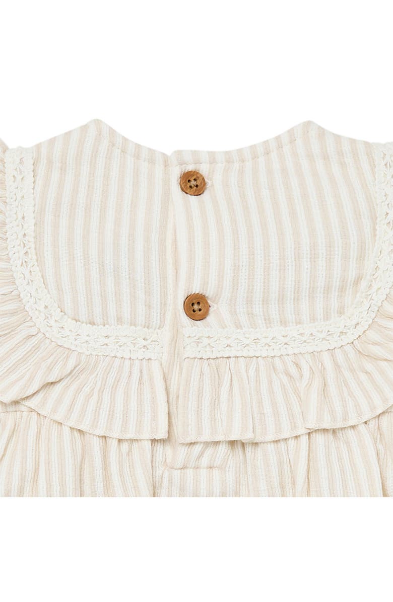 Modern Moments<sup>™</sup> by Gerber Ruffle Bubble Romper, Alternate, color, Light Taupe Stripe