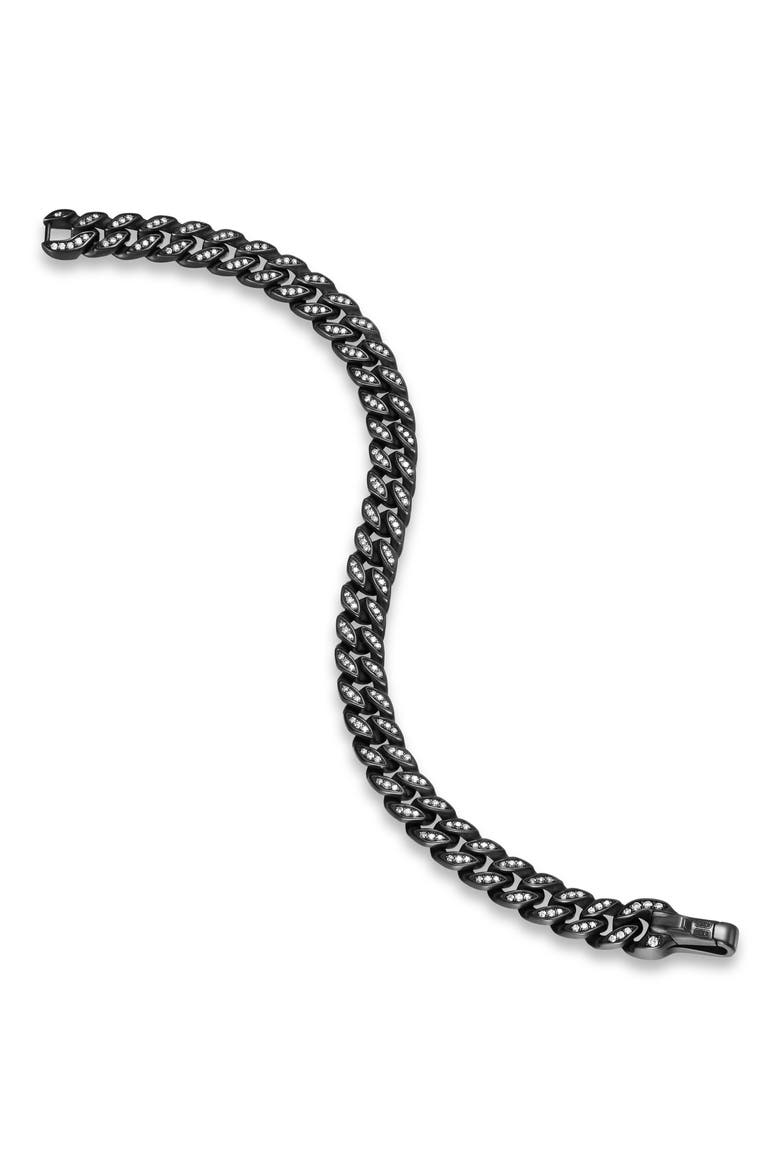 8mm Curb Chain Bracelet in Black Titanium with Diamonds, Alternate, color, BLACK TITANIUM