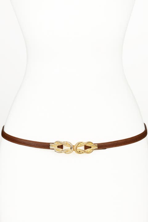 Gold Knot Buckle Leather Belt