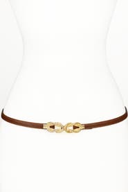 Raina Belts Gold Knot Buckle Leather Belt