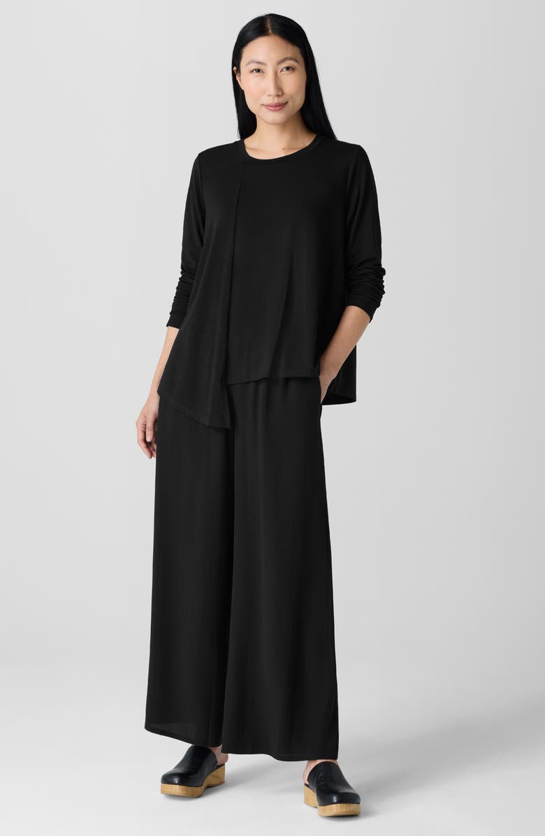 Eileen Fisher Asymmetric Overlay Long Sleeve Top, Alternate, color, 