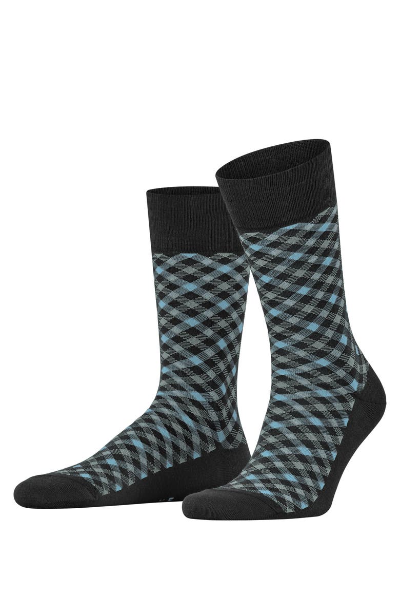 Falke Smart Check Dress Socks, Main, color, Black