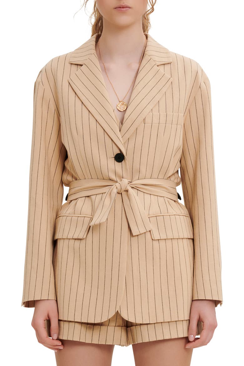 Varcel Belted Blazer, Main, color, BEIGE