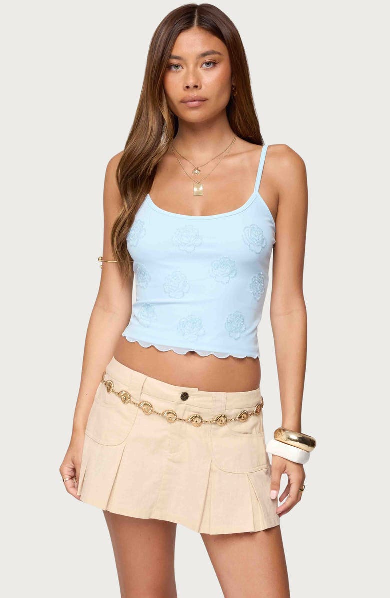 EDIKTED Clarence Floral Beaded Camisole, Alternate, color, Light-Blue