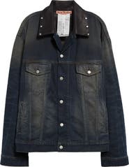 Acne Studios Leather Collar Oversize Denim Jacket