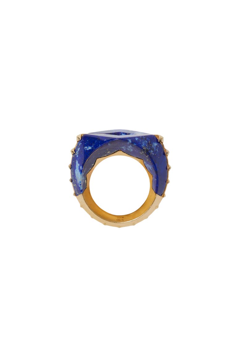 Lapis Hollow Ring, Alternate, color, Gold