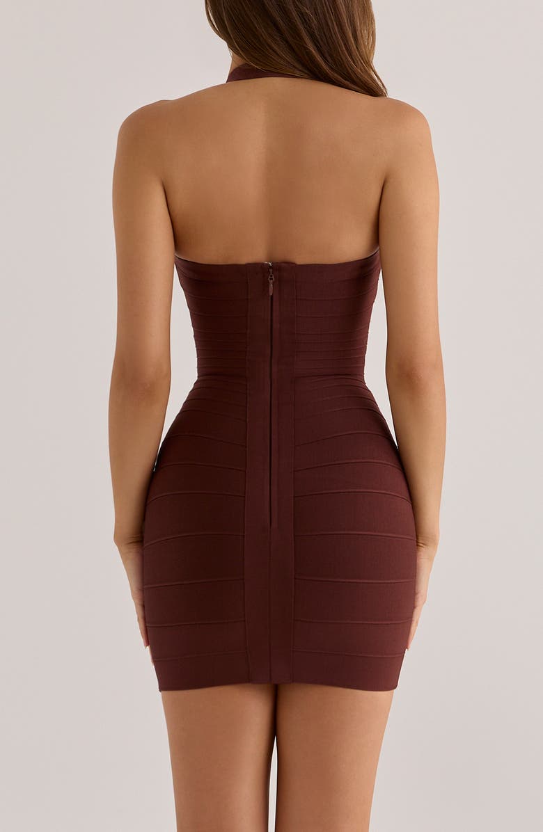 HOUSE OF CB The Silhouette Halter Neck Bandage Minidress, Alternate, color, Chocolate