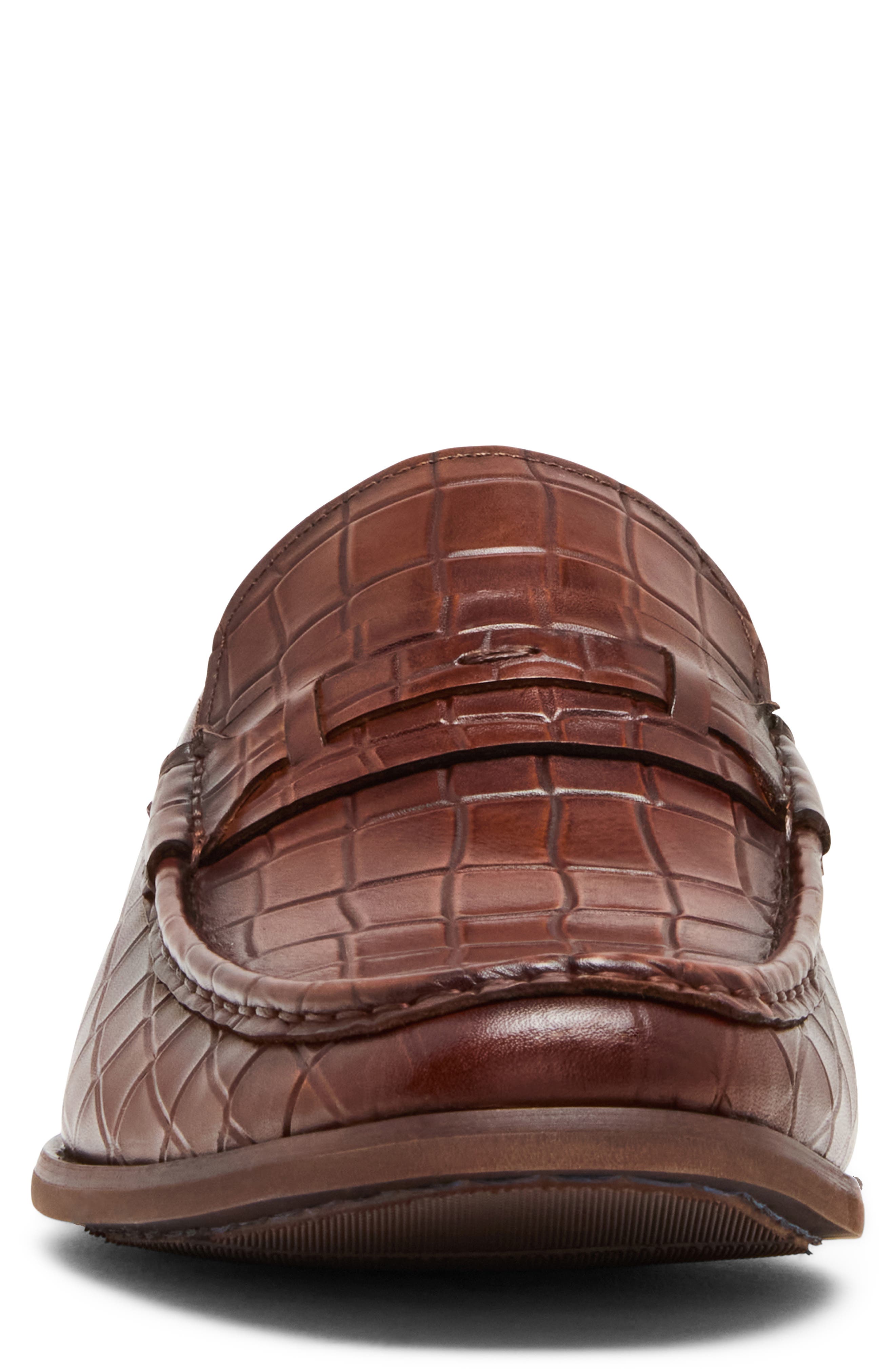 Kline Croc Embossed Penny Loafer, Alternate, color, TAN LEATHE