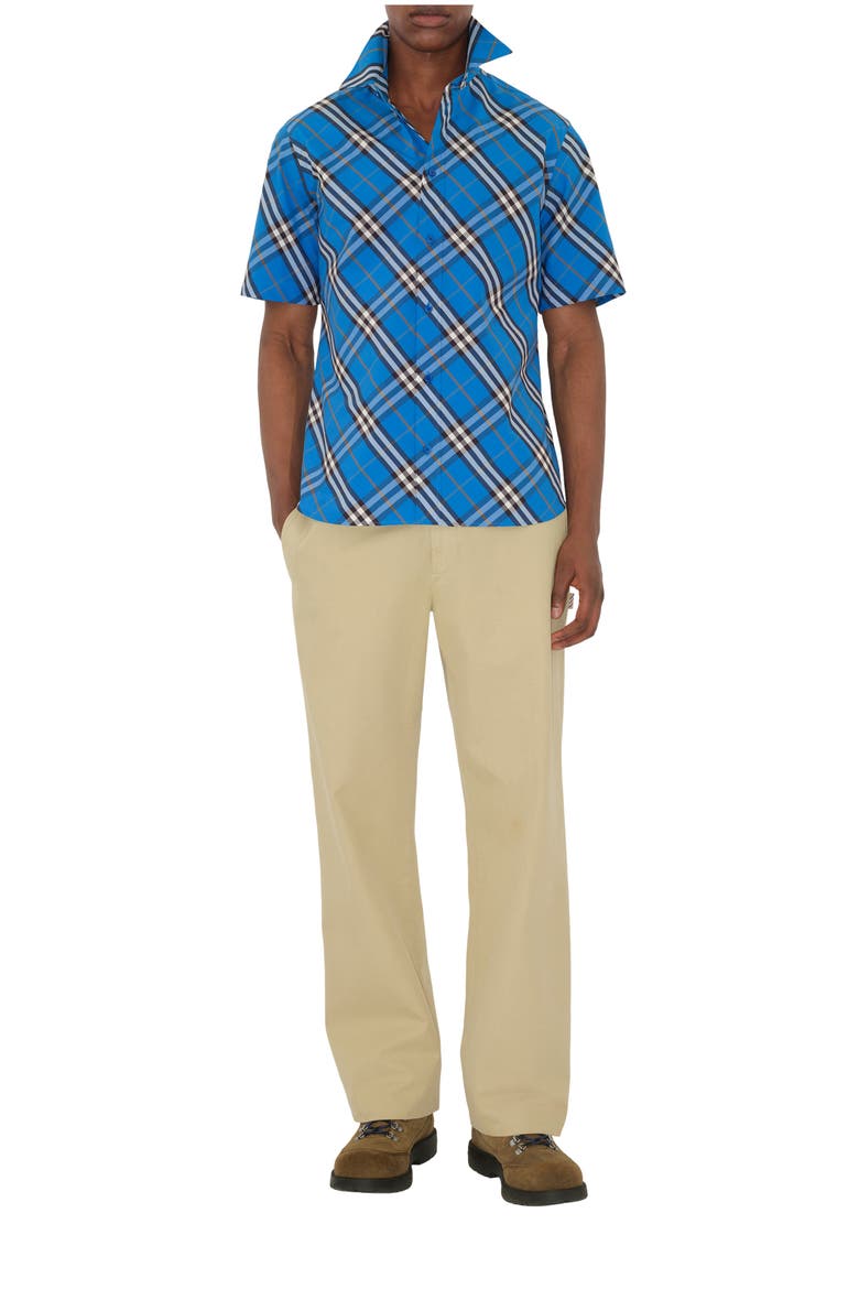Relaxed Fit Check Cotton Shirt, Main, color, Wine red