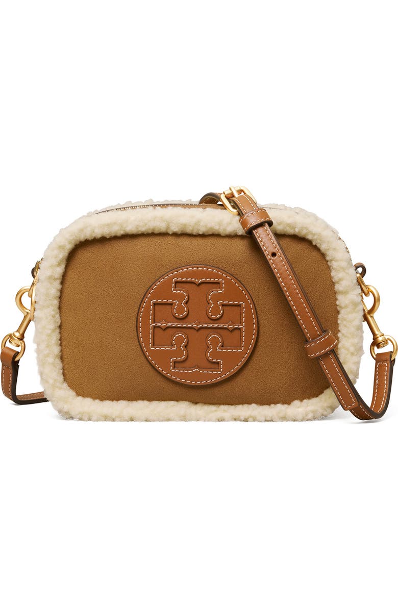 Tory Burch Perry Bombe Genuine Shearling Crossbody Bag, Main, color,