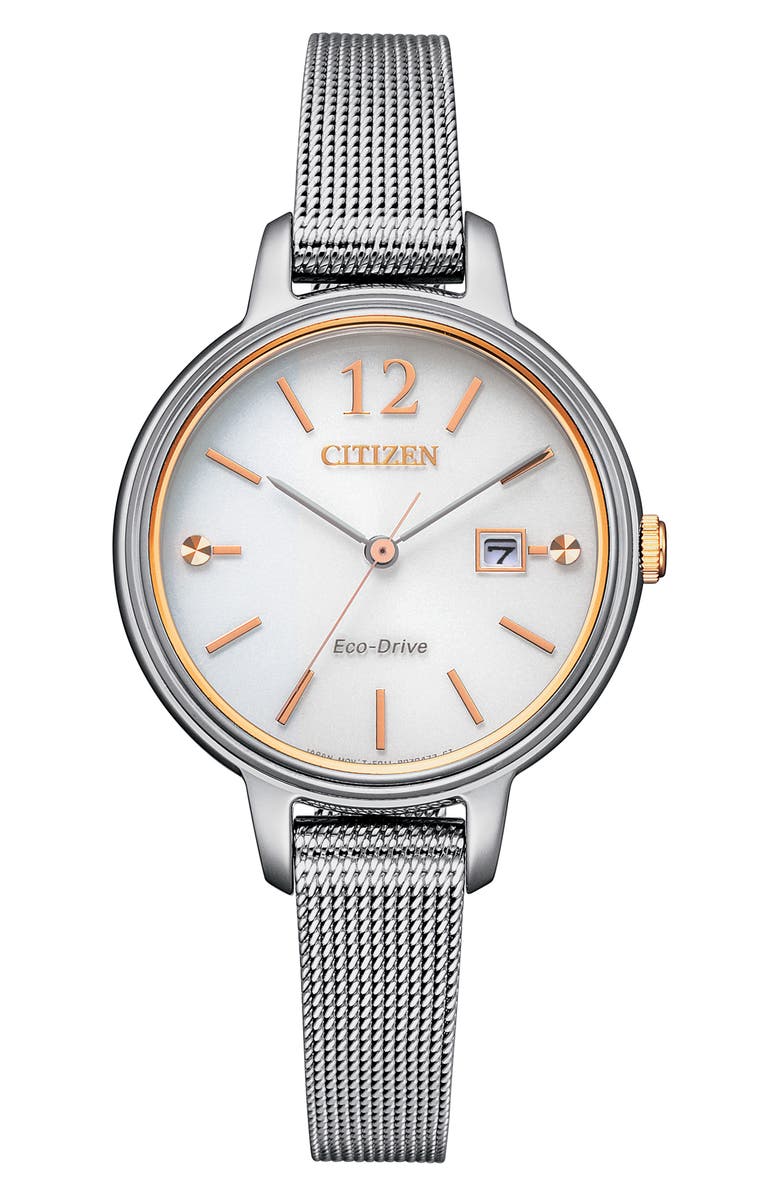 Citizen Eco-Drive Mesh Strap Watch, 31mm, Alternate, color,