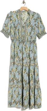 MAX STUDIO Short Sleeve Tiered Maxi Dress