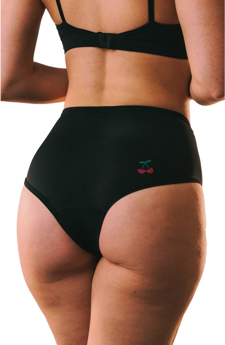 Cheeky Cherry 2-Pack Leakproof Period Pad Ultra Smooth Full Brief, Main, color, Onyx/Onyx