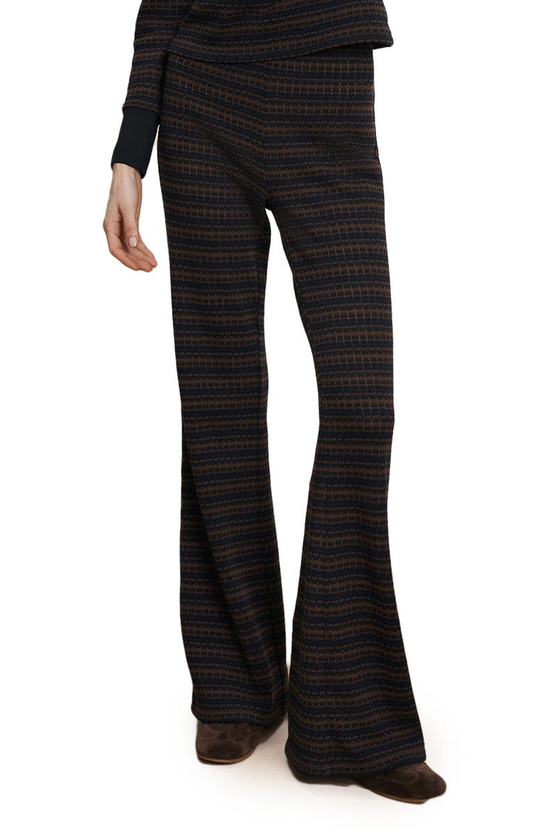 Veronica Beard Yadira Stripe Kick Flare Pants, Main, color, Navy Dark Umber Multi